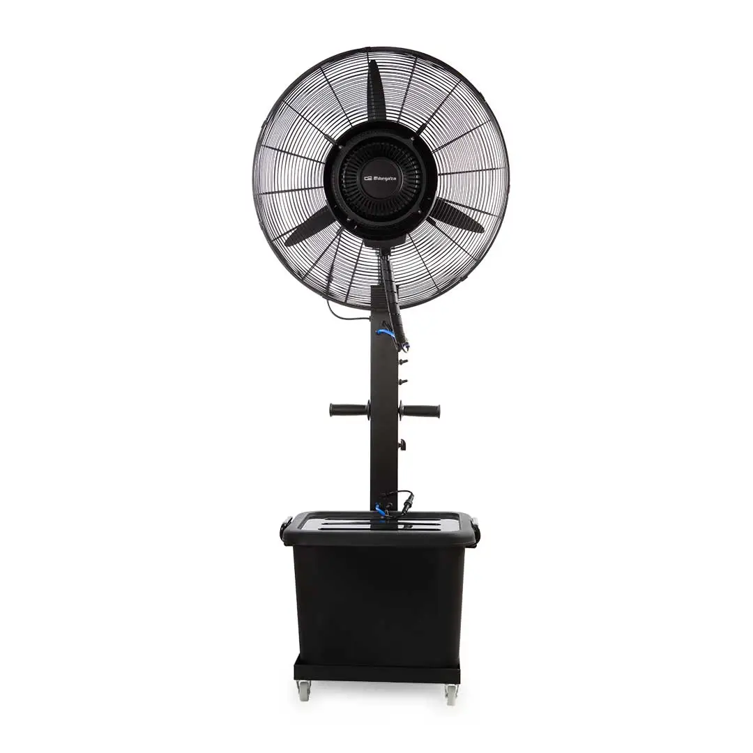 Imagen de la parte trasera del ventilador nebulizador Orbegozo SFA-8100 con detalles del motor y rejillas de ventilación – Electrocash