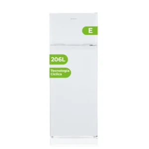 Imagen frontal del frigorífico blanco Aspes AF-145503E de 2 puertas, con diseño compacto y elegante – disponible en Electrocash