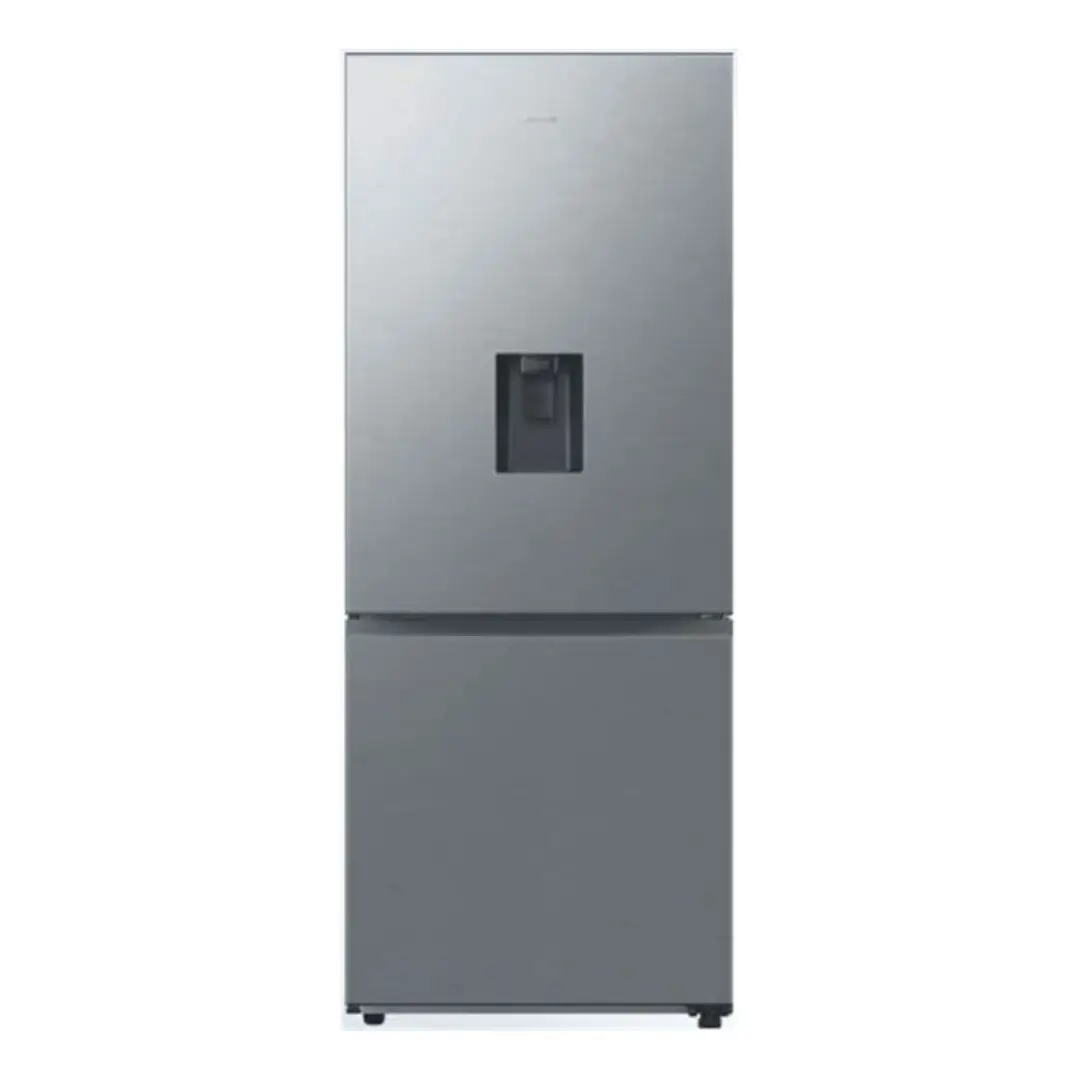 Imagen frontal del frigorífico combi Samsung RB-50DG632ES9EF en acero inoxidable, diseño elegante y gran capacidad – disponible en Electrocash
