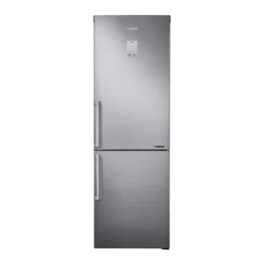 Imagen frontal del frigorífico combi Samsung RB-33J3515S9 en inox con diseño elegante y display exterior – disponible en Electrocash