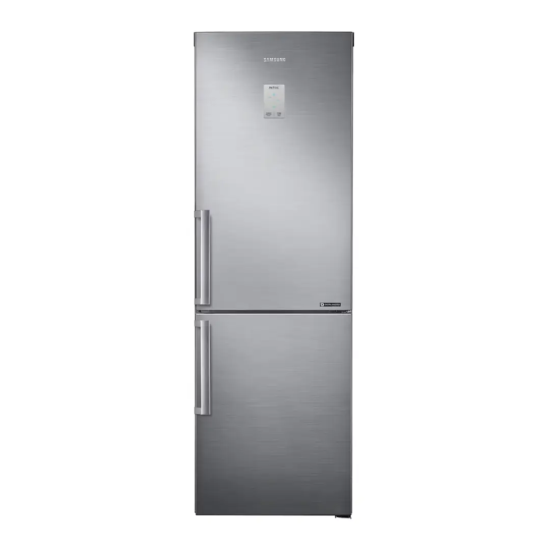 Imagen frontal del frigorífico combi Samsung RB-33J3515S9 en inox con diseño elegante y display exterior – disponible en Electrocash