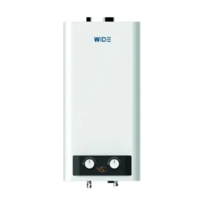 Calentador Atmosférico WIDE WID-CLA-11NOXADIGLP de 11 litros para butano y propano, con potencia 19,4 kW, display slim y eficiencia energética clase A, disponible en Electrocash.