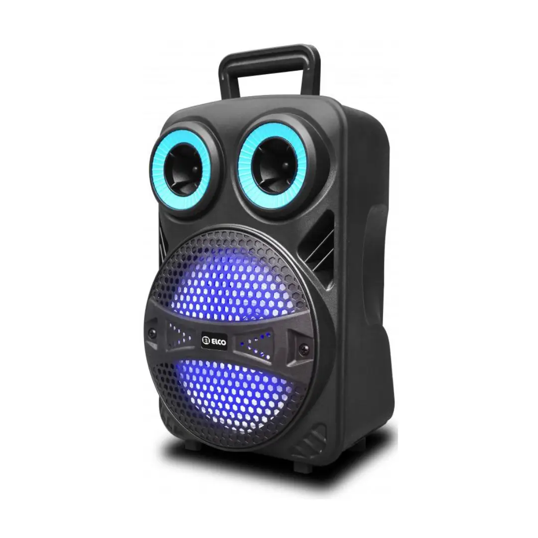 Altavoz portátil ELCO PDT-6065 tipo trolley con altavoz de 8 pulgadas, 25W de potencia, micrófono inalámbrico y efectos LED – Electrocash