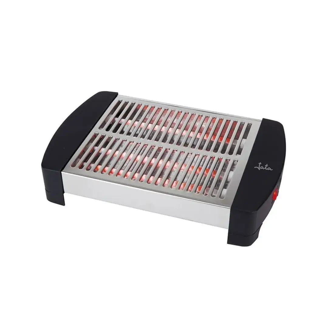 Vista frontal del tostador plano JATA TT-589 con gran superficie de tostado y 4 lámparas de cuarzo – Electrocash