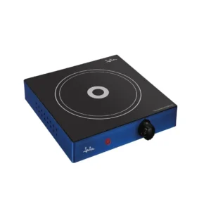 Imagen frontal de la cocina portátil vitrocerámica Jata V-140, diseño compacto y resistente, ideal para cocinar con seguridad y potencia.