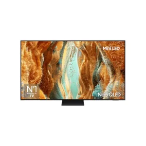 Imagen frontal del televisor Samsung TQ-55QN70FAUXXC de 55 pulgadas con tecnología QD-MiniLED, resolución 4K UHD, frecuencia de 144Hz y sistema Smart TV Tizen, ideal para tienda Electrocash.