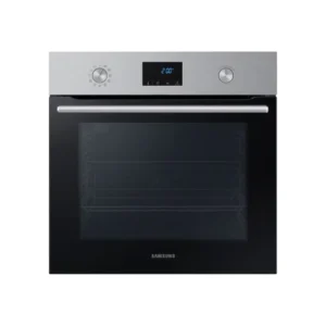 Imagen frontal del horno multifunción Samsung NV-68A1170BS/EC en acero inoxidable, con display LED y sistema de limpieza pirolítica – disponible en Electrocash.