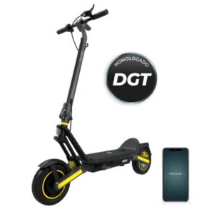 Vista lateral del patinete eléctrico Cecotec CONEC GS50 XXL en color negro, motor de 800W, autonomía de 50 km, con suspensión doble y homologación DGT, imagen para Electrocash.