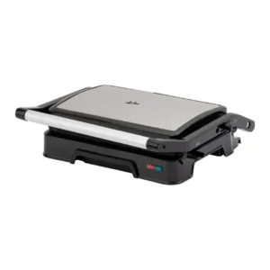 Imagen principal del grill doble JATA JEGR-1124 mostrando su diseño compacto y moderno, con potencia de 1000 W y placas de 23x14,5 cm, ideal para preparar todo tipo de sandwiches y carnes a la plancha.