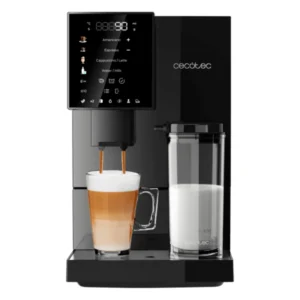 Imagen principal de la cafetera automática Cremaet Compactccino Black mostrando su diseño elegante, presión de 19 Bar y display táctil para preparar café y bebidas con espuma de leche de manera profesional.