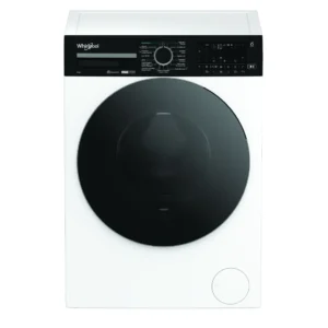 Imagen frontal de la lavadora Whirlpool WPM-97W ADS en color blanco, mostrando su diseño moderno y capacidad de 9 kg – disponible en Electrocash.