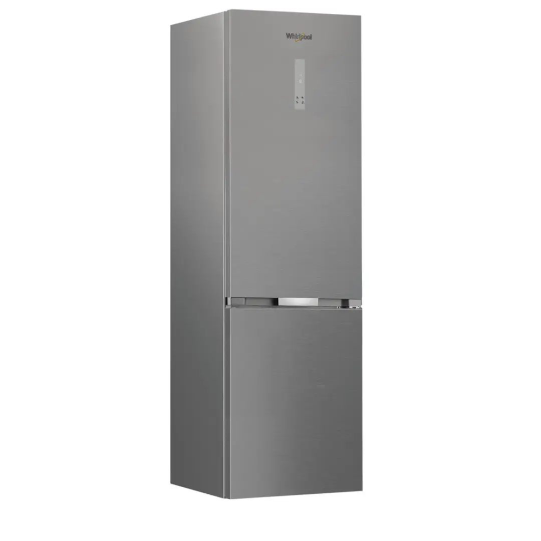 Imagen frontal del frigorífico combi Whirlpool WH-26403 XP6E en acabado inox disponible en Electrocash, con diseño moderno y eficiente.