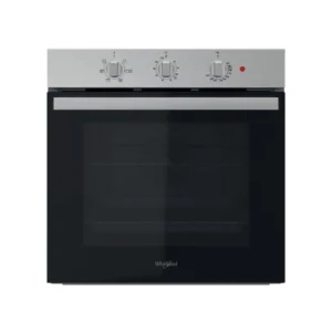 Imagen frontal del horno multifunción Whirlpool OMR-35HR0X en acabado inox, con eficiencia A y función HidroClean – disponible en Electrocash.