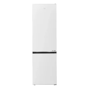 Imagen frontal del frigorífico combi Beko B5RCNE-406HW en color blanco, diseño elegante y moderno con acabado limpio.
