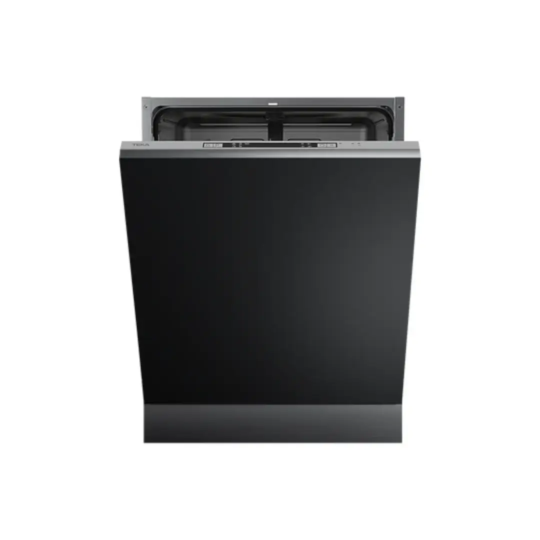 Imagen frontal del lavavajillas integrable Teka DFI-46650 de 60 cm, con capacidad para 12 cubiertos, eficiencia energética Clase E y sistema Sliding Door, disponible en Electrocash.