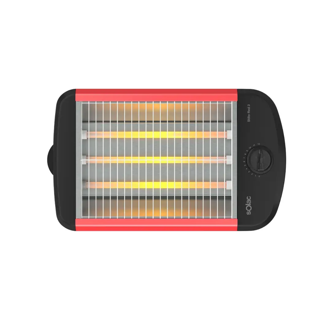 Imagen frontal del tostador plano Solac TC-5309 Stillo Red 3, con potencia de 700W, 12 niveles de tostado y una amplia superficie para tostar pan o bollería, disponible en Electrocash.