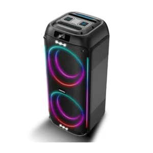 Imagen frontal del altavoz Bluetooth Daewoo DW-3010 de 40W, con micrófono inalámbrico incluido, diseño portátil y potencia ideal para karaoke o eventos, disponible en Electrocash.