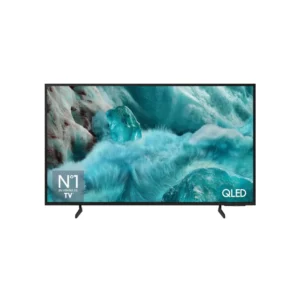 Imagen frontal de la Smart TV Samsung QLED 43" TQ-43Q7FAAUXXC, con resolución 4K UHD, tecnología Quantum HDR con HDR10+ y sistema Smart TV con Tizen, disponible en Electrocash.