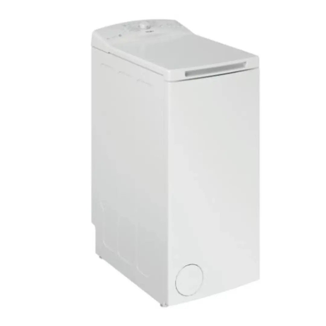 Imagen frontal de la lavadora de carga superior Whirlpool TDLR-6040L EU en color blanco, con capacidad de 6 kg, velocidad de centrifugado de 1000 rpm y eficiencia energética Clase C, disponible en Electrocash.