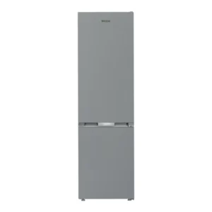 Imagen frontal del frigorífico combinado Whirlpool WHK-25404 XP8E en acero inoxidable, con 203 cm de altura, tecnología Inverter y sistema Dual No Frost de bajo consumo, disponible en Electrocash.