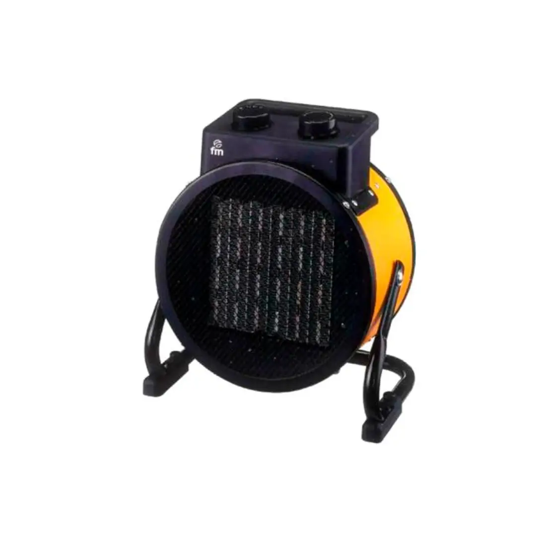 Imagen frontal del calefactor cerámico TI-30 FM de 3000W, con doble nivel de potencia, termostato ajustable y sistema de seguridad integrado, disponible en Electrocash.