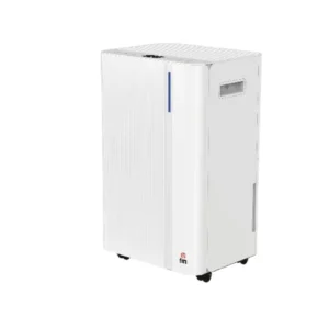 Imagen frontal del deshumidificador FM DH-120, con capacidad de 20 litros por día y potencia de 330 W, diseñado para eliminar la humedad de forma eficiente y silenciosa — disponible en Electrocash.