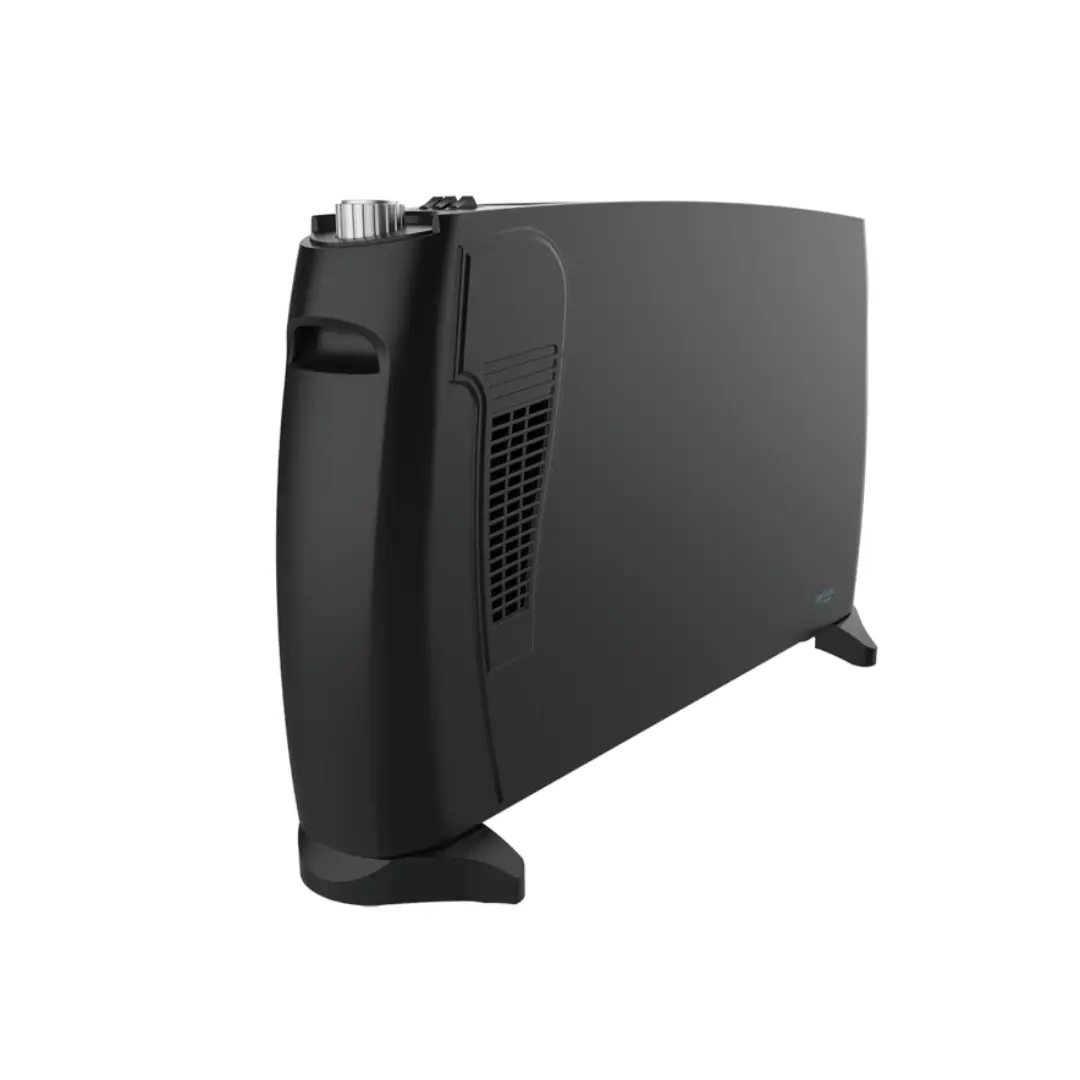 Imagen lateral del convector ReadyWarm 6600 Turbo Convection Plus, mostrando su diseño compacto, rejilla de salida de aire y sistema seguro de uso, disponible en Electrocash.