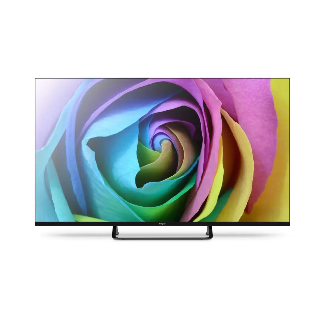 Imagen frontal del televisor QLED Engel LE-4394QLED de 43 pulgadas, con resolución Full HD y Smart TV con sistema VIDAA, disponible en Electrocash.