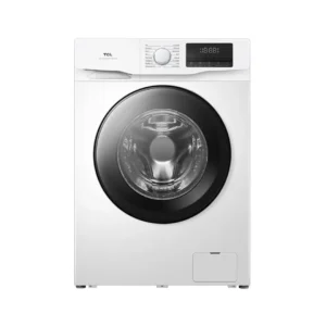 Imagen frontal de la lavadora TCL FF0914WA1ES en color blanco, con capacidad de 9 kg, 1400 rpm y motor Inverter silencioso, que incorpora lavado con vapor para un mayor cuidado de las prendas, disponible en Electrocash.