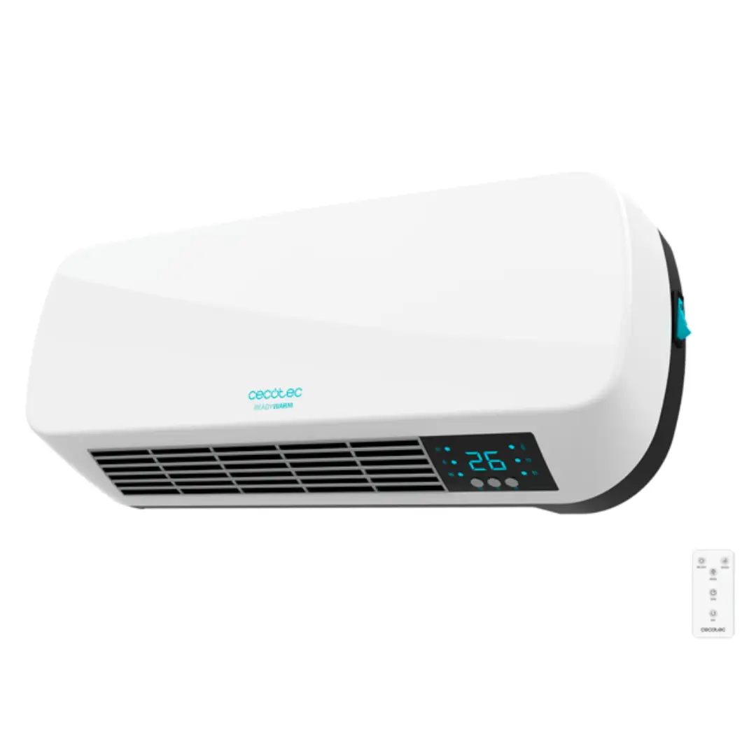 Split de baño cerámico Cecotec Warm 5200 Box con potencia de 2000 W, diseño mural compacto y sistema de calefacción rápida y segura, ideal para mantener el baño cálido y confortable, disponible en Electrocash.