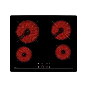 Imagen principal de la placa vitrocerámica Teka TZ-6415 con 4 zonas de cocción, potencia total de 6.3 kW, superficie de cristal biselado y función Booster para un calentamiento rápido, disponible en Electrocash.