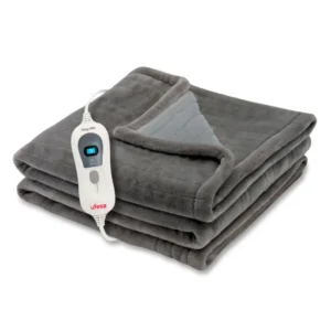 Imagen de la manta térmica Ufesa Softy Fleece de 150×100 cm, 120W, con tejido ultrasuave y mando regulador de temperatura. Diseñada para ofrecer calor seguro y uniforme — disponible en Electrocash.
