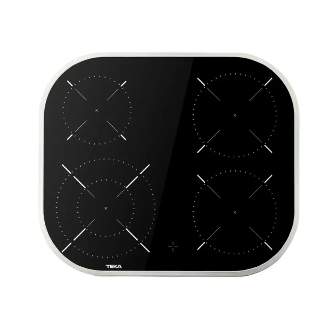 Placa vitrocerámica Teka TCC-6400PLV de 4 fuegos con potencia total de 6,9 kW, ancho de 60 cm y doble zona flexible de 21 cm. Diseño moderno y eficiente para todo tipo de cocción — disponible en Electrocash.