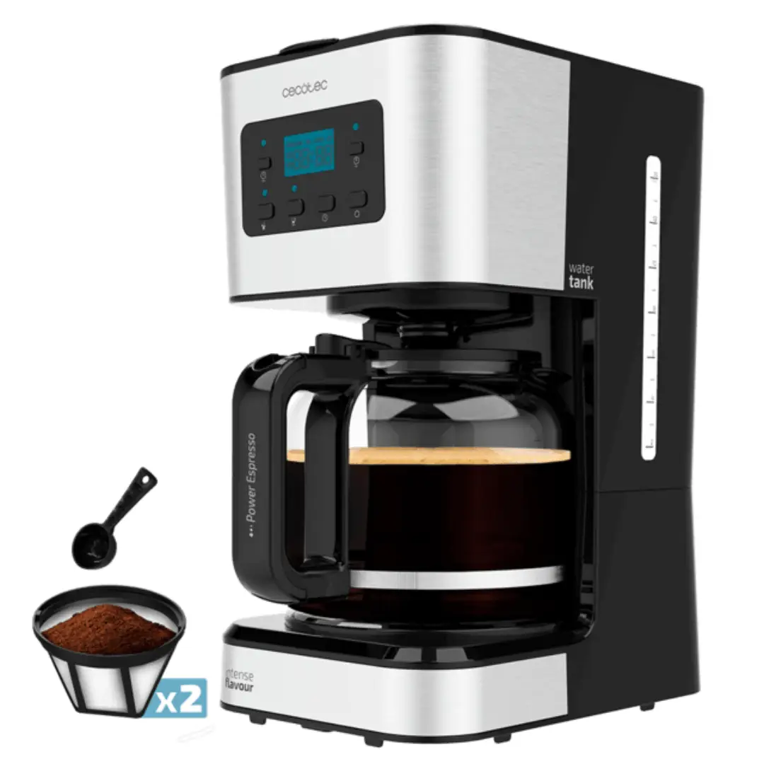 Cafetera de goteo Cecotec Coffee 66 Smart Plus con 950 W de potencia, capacidad para 12 tazas, pantalla LCD programable, función AutoClean y jarra de cristal, ideal para disfrutar del café recién hecho cada mañana con la máxima comodidad – disponible en Electrocash.
