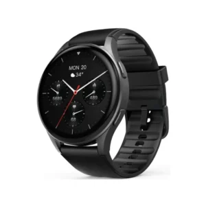 Imagen frontal del Hama Watch 8900 en color negro con pantalla AMOLED de 1,43", GPS integrado, conectividad Bluetooth 5.3 y resistencia al agua IP68, ideal para monitorizar actividad física.