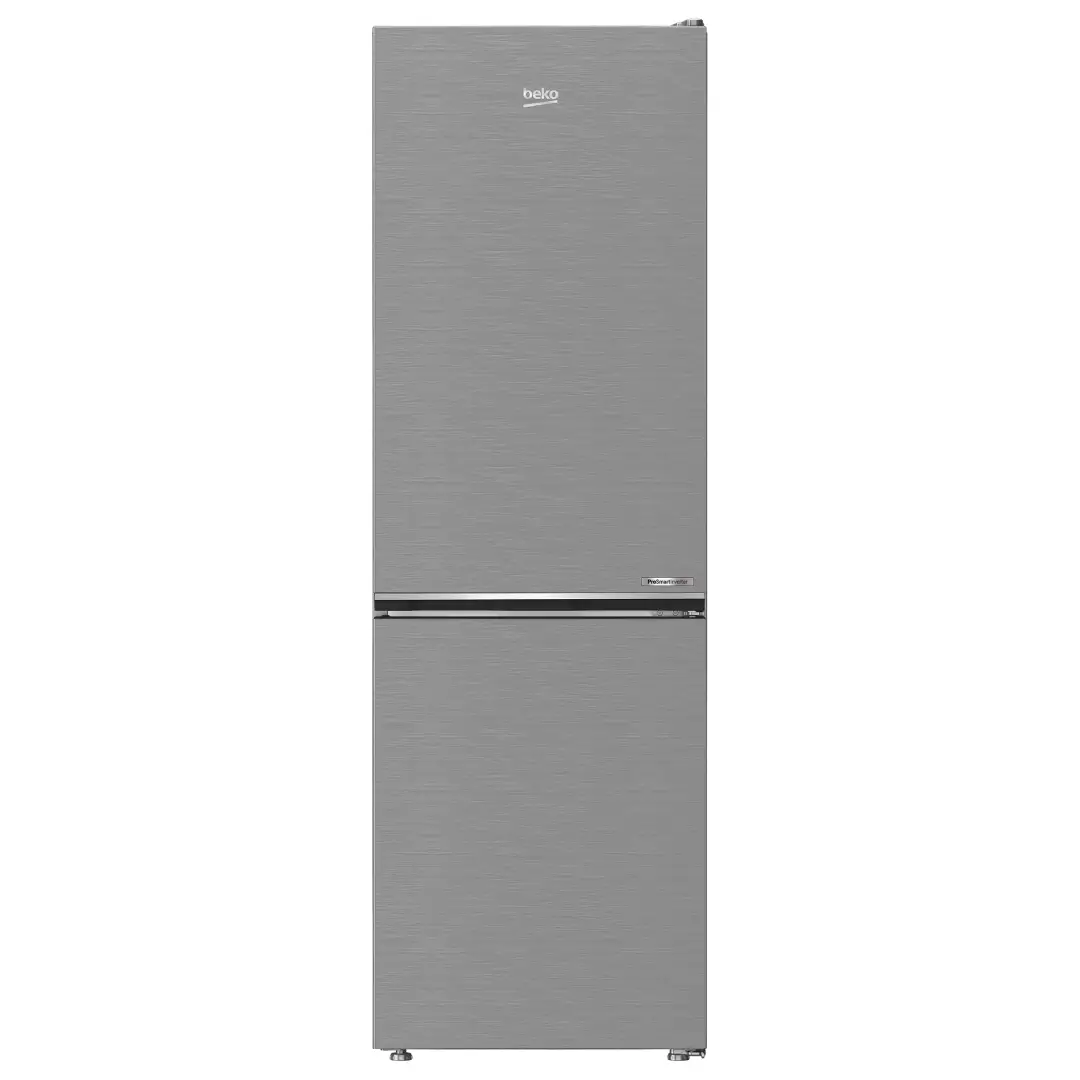 Frigorífico combi Beko B5XRCNE-366HXB en acabado inoxidable de 186 cm, con tecnología No Frost Dual Cooling, display digital y eficiencia energética Clase C — disponible en Electrocash.