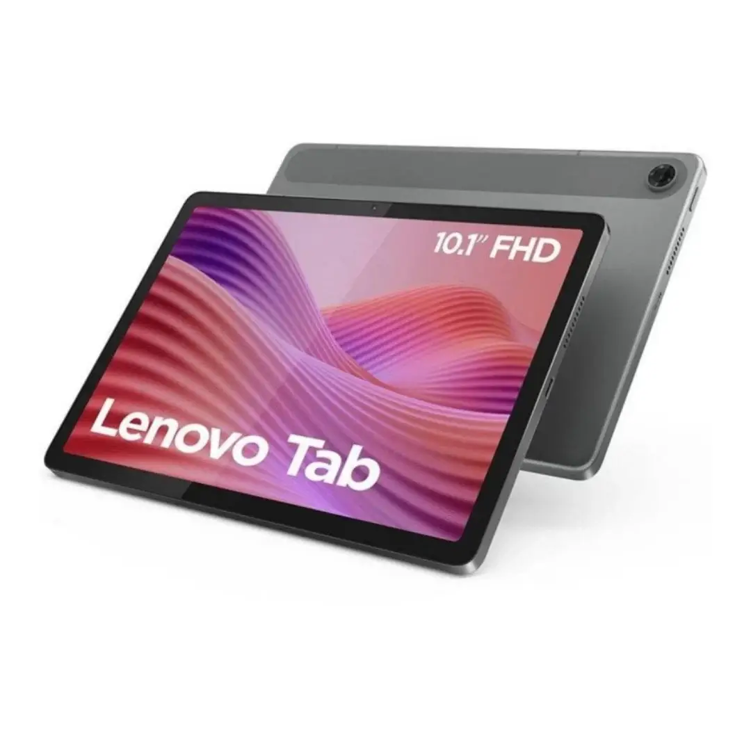 Imagen frontal de la tablet Lenovo Tab M10 10.1" en color Luna Grey con 4GB de RAM, 64GB de almacenamiento, conectividad Wi-Fi y sistema Android 14.