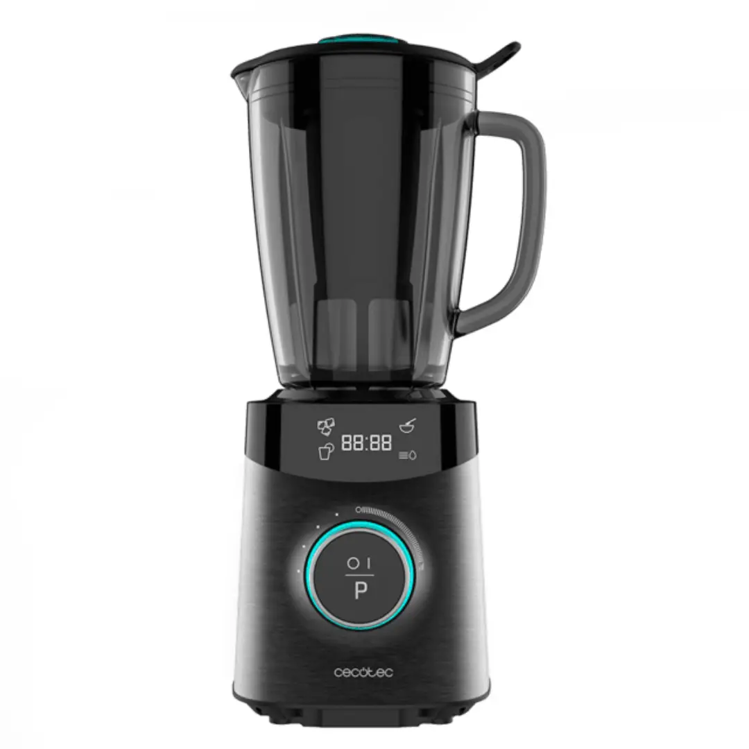 Batidora de vaso Cecotec Power Black Titanium 2500MAX Advance con motor de 1800 W, jarra de vidrio de 1,8 L y cuchillas de titanio negro, ideal para preparar batidos y smoothies, disponible en Electrocash.
