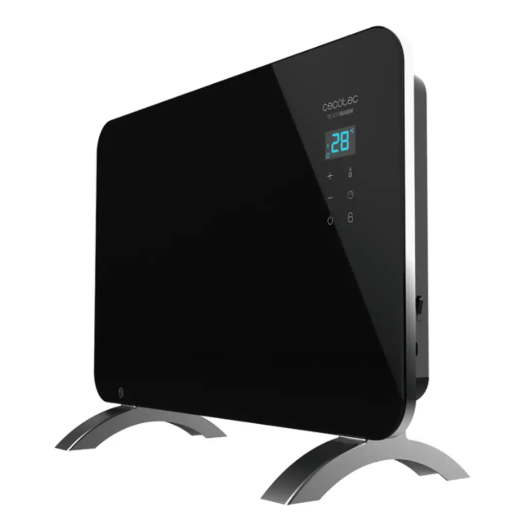 Convector de cristal Cecotec Crystal 6670 con 1000 W de potencia y conectividad WiFi, diseño moderno y minimalista ideal para hogares elegantes, ofreciendo calor eficiente y control inteligente desde el móvil – disponible en Electrocash.