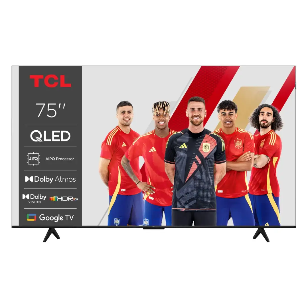 Televisor TCL 75P7K de 75 pulgadas con resolución 4K UHD y sistema Google TV integrado. Pantalla grande, diseño elegante y funciones inteligentes — disponible en Electrocash.