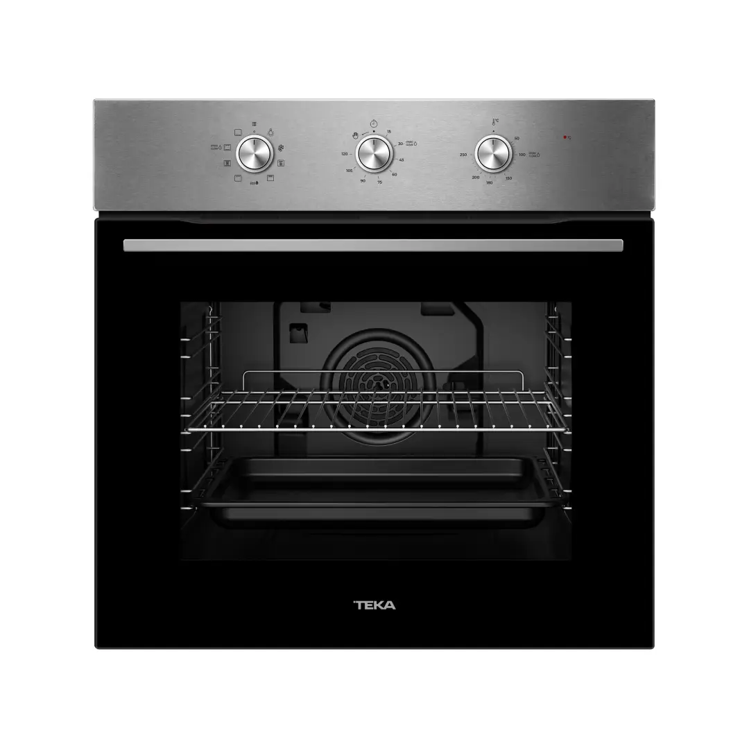 Imagen principal del horno multifunción Teka HCB-6170 en acero inoxidable, con capacidad de 70 litros, 7 funciones de cocinado y eficiencia energética A+, ideal para una cocina moderna y eficiente, disponible en Electrocash.