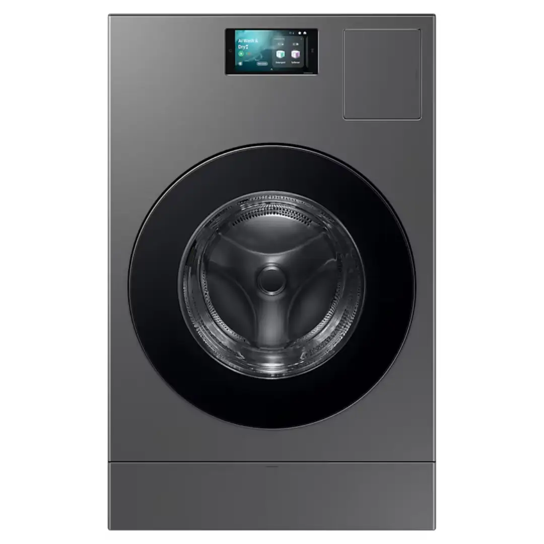 Lavadora-secadora Samsung WD18DB8995BZT2 de alta capacidad con 18 kg para lavado y 11 kg para secado, eficiencia energética Clase A, 1000 rpm y diseño moderno en color grafito — disponible en Electrocash.