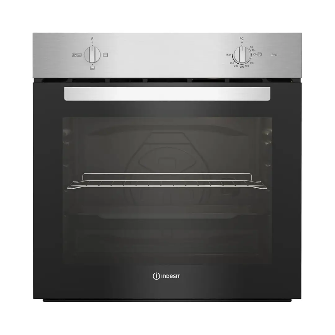 Horno de encastre Indesit IB 22RE X Inox con acabado inoxidable, sistema de limpieza HydroClean y 74 litros de capacidad, ideal para una cocina moderna y eficiente – disponible en Electrocash.
