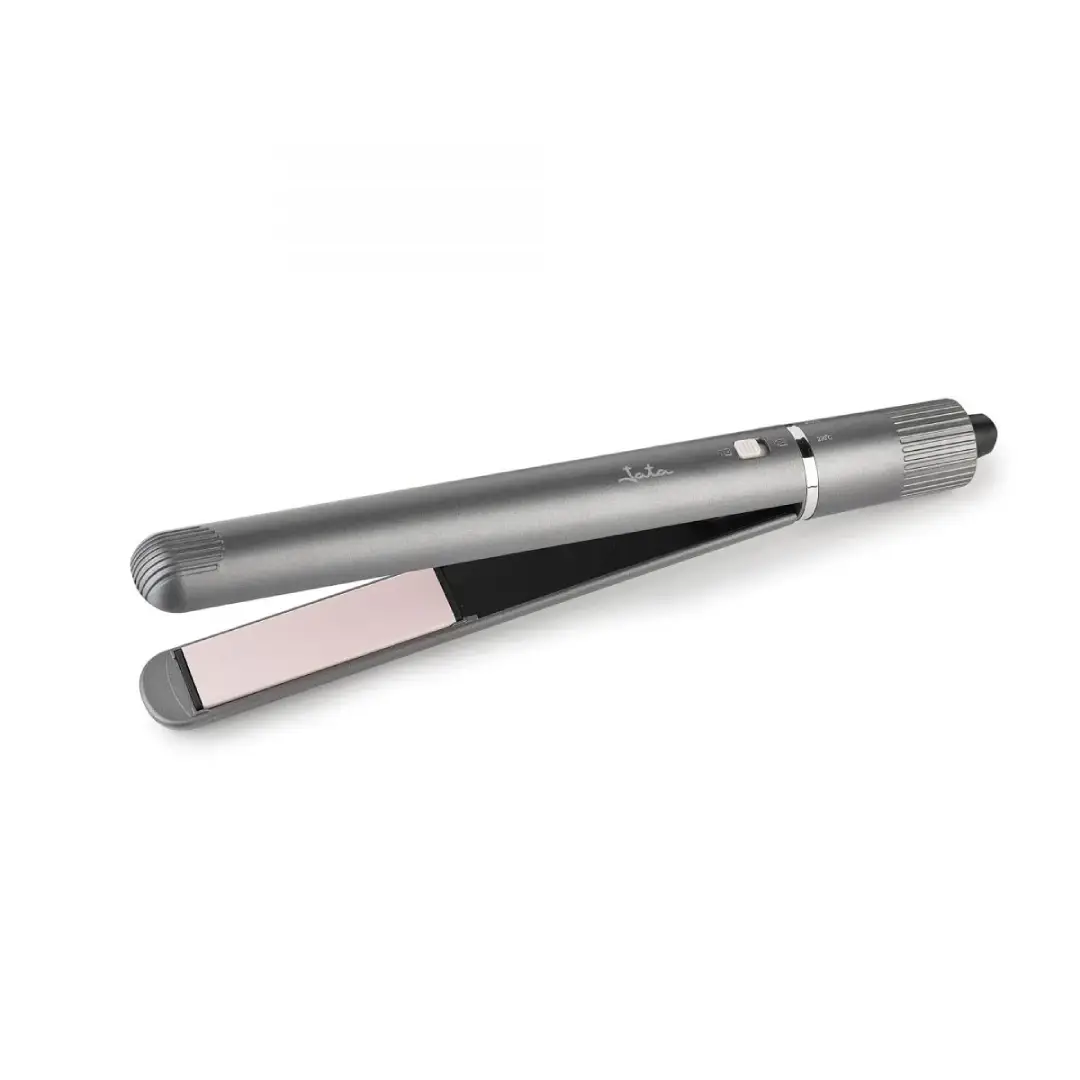 Plancha de pelo JATA JBSE-2101 con placas de cerámica tourmaline, temperatura de 200 grados y potencia de 40W. Imagen frontal del modelo.