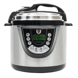 Olla programable Cecotec GM D con capacidad de 6 litros, diseño moderno y panel digital, ideal para cocinar fácilmente con 9 menús automáticos, presión ajustable y programación hasta 24 horas – disponible en Electrocash.