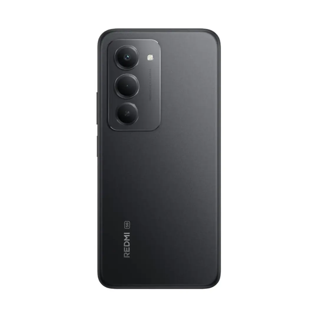 Vista trasera del Xiaomi Redmi 15 5G en negro, mostrando su módulo de cámara múltiple, acabado elegante y diseño moderno — disponible en Electrocash.
