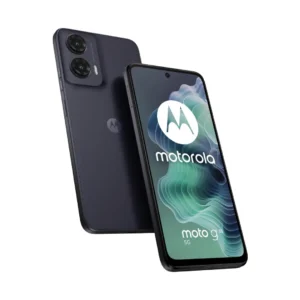 Imagen frontal del Motorola Moto G35 5G en color Greystone mostrando su pantalla de 6,72" FHD+ 120 Hz y diseño estilizado.
