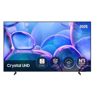 Imagen frontal del televisor LED Samsung TU-85U7025FKXXC de 85 pulgadas, resolución 4K y funciones Smart TV, mostrando su diseño moderno y pantalla grande.