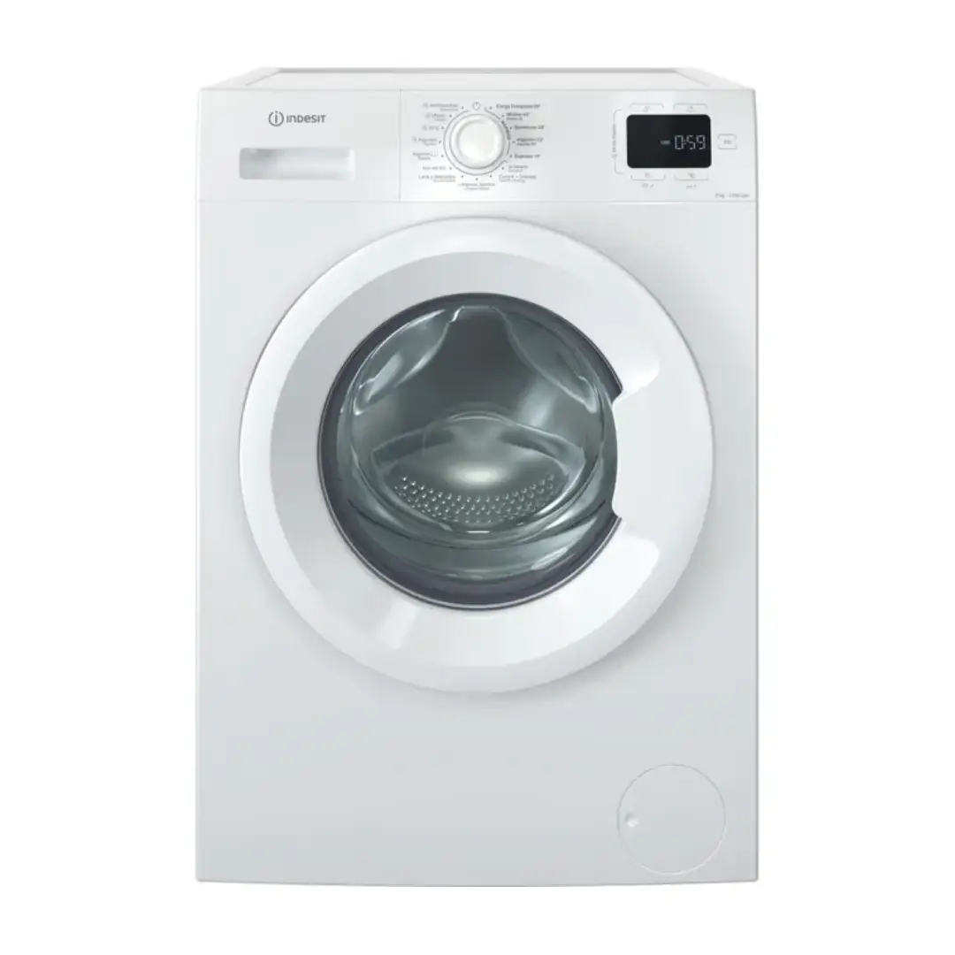 Imagen frontal de la lavadora Indesit IM 962 MY TIME SPT en color blanco, con capacidad de 9 kg, 1151 rpm y motor Inverter.