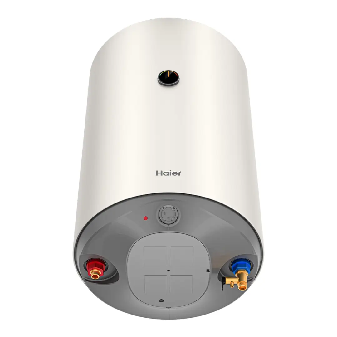 Imagen frontal alternativa del termo eléctrico Haier ES80V-RM1 de 80 litros, mostrando su diseño exterior y acabado.